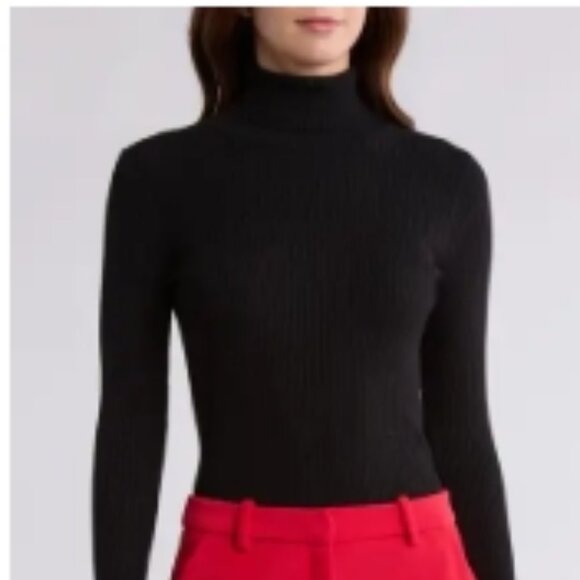 DKNY Bell Sleeve Turtleneck Sweater Small, BLACK NWOT - Picture 7 of 7